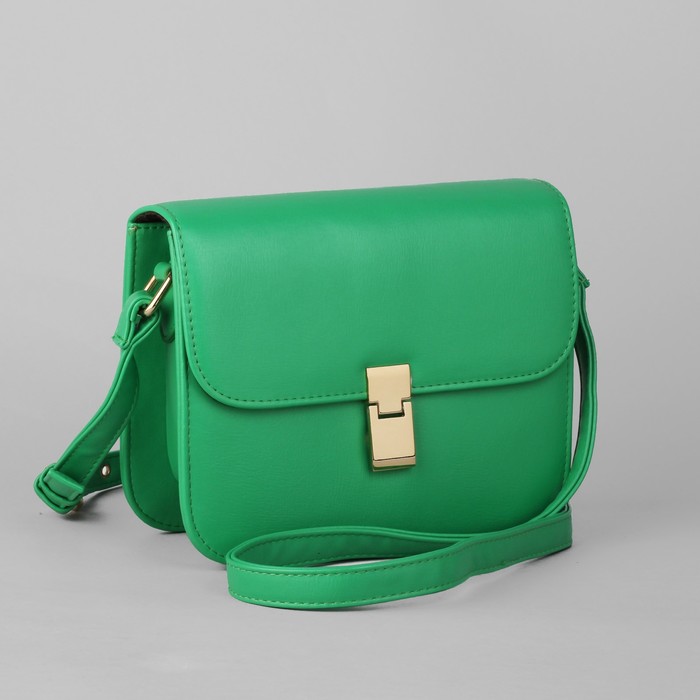 Сумка женская на молнии, 1 отдел, регулируемый ремень, зелёная