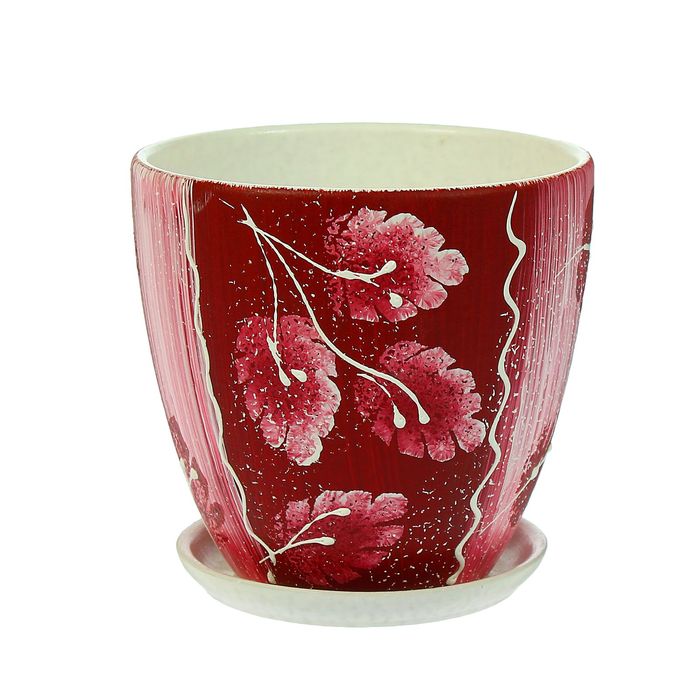 Кашпо "Акварель" бордовое, высокое овальное 0,8 л