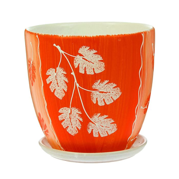 Кашпо "Акварель" оранжевое, высокое овальное 2,6 л