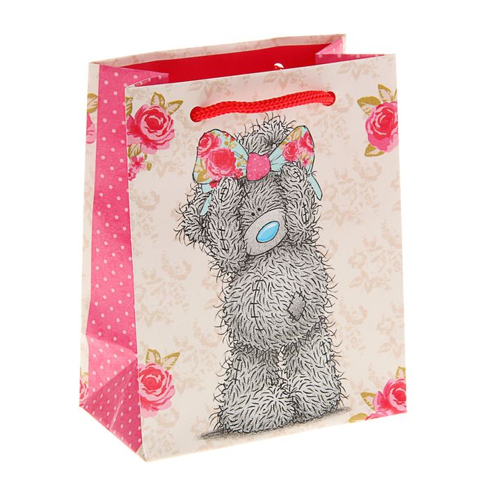 Пакет подарочный "Мишка с бантом". 14.5 х 11.5 х 6.5 см, Me to you