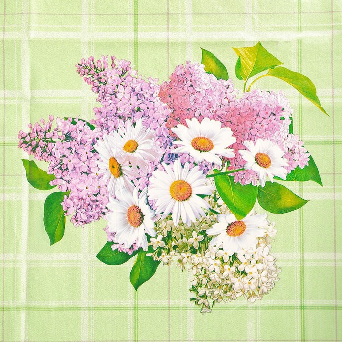 Скатерть на нетканой основе многоразовая с бейкой «Цветы», 155×130 см, цвет МИКС