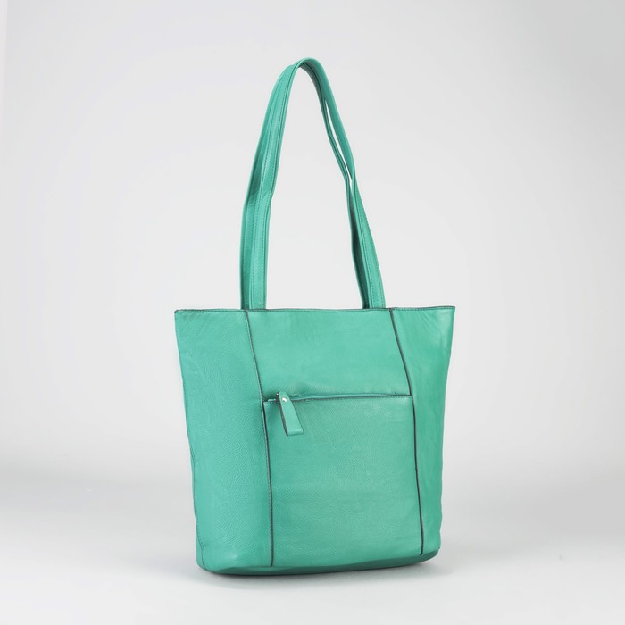 Сумка женская на молнии, 1 отдел, 2 наружных кармана, цвет бирюзовый