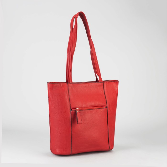 Сумка женская на молнии, 1 отдел, 2 наружных кармана, красная