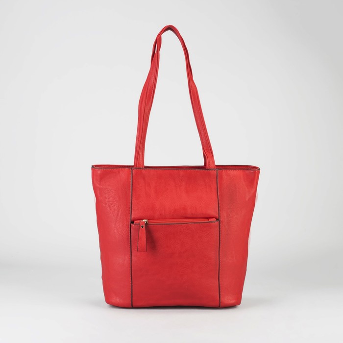 Сумка женская на молнии, 1 отдел, 2 наружных кармана, красная