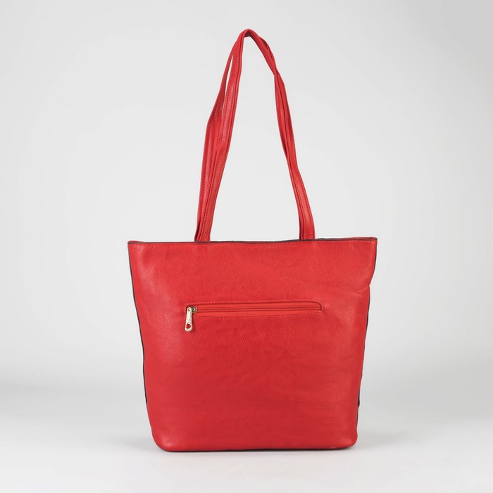 Сумка женская на молнии, 1 отдел, 2 наружных кармана, красная