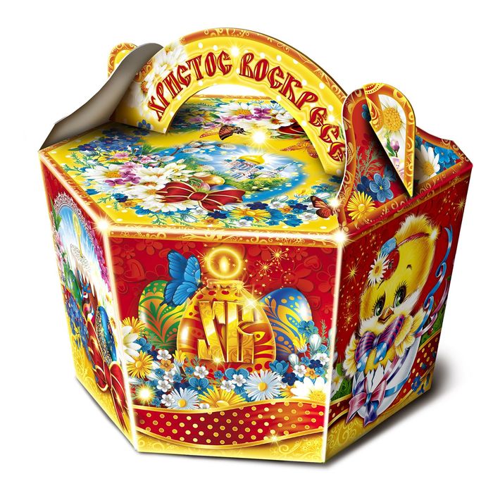 Коробка подарочная "Пасха", корзина, сборная, 22х32х19 см