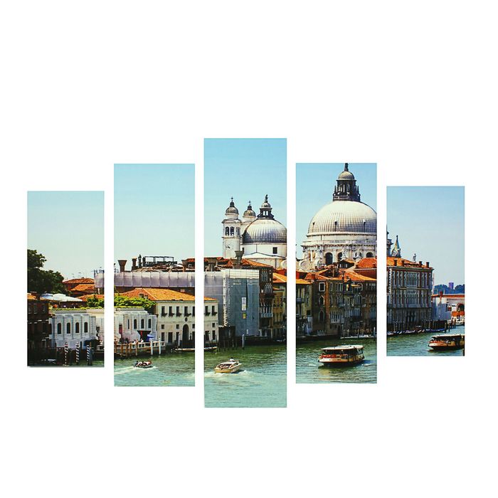 Модульная картина на подрамнике "Венеция", 2 — 25×52 см, 2 — 25×66,5 см, 1 — 25×80 см, 80×140 см