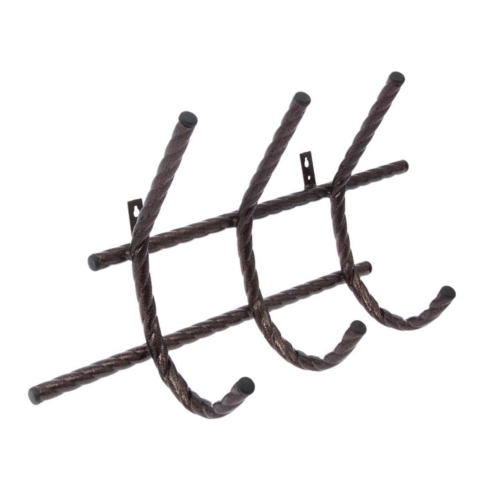 Вешалка настенная "Изгиб двойная", цвет медный антик