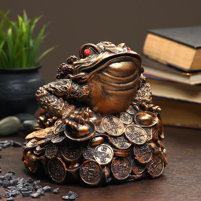 Статуэтка "Жаба на монетах" большая 17 × 23 × 19 см
