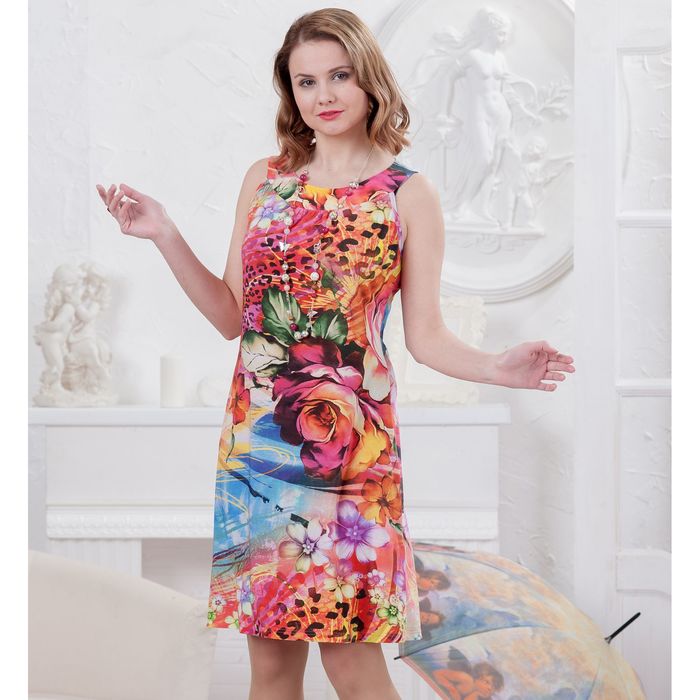 Сарафан женский 4492, размер 46, рост 164 см, цвет малиновый/красный/оранжевый