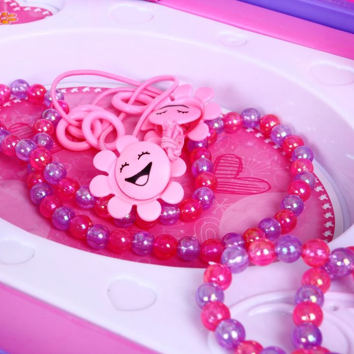 Игровой набор-каталка 3 в 1 "Стильная парикмахерская", 17 предметов, фен со звуковым эффектом, работает от батареек, высота 42 см, БОНУС - фартук