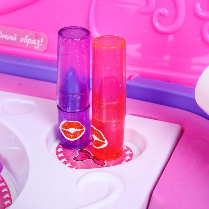 Игровой набор-каталка 3 в 1 "Стильная парикмахерская", 17 предметов, фен со звуковым эффектом, работает от батареек, высота 42 см, БОНУС - фартук