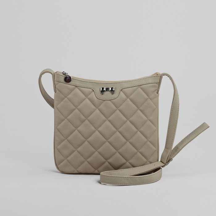 Сумка женская на молнии, 1 отдел, 1 наружный карман, регулируемый ремень, бежевая