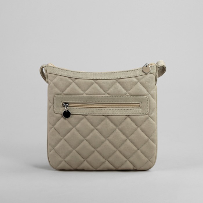 Сумка женская на молнии, 1 отдел, 1 наружный карман, регулируемый ремень, бежевая