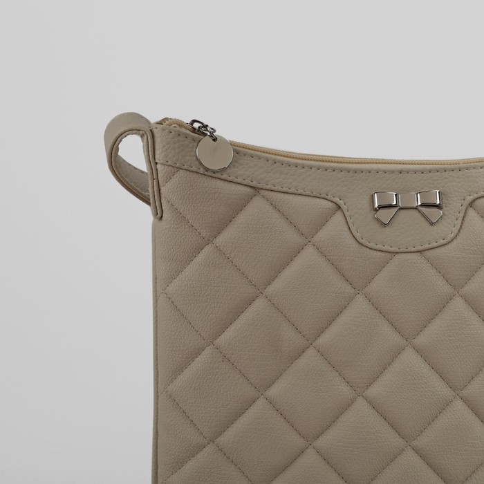 Сумка женская на молнии, 1 отдел, 1 наружный карман, регулируемый ремень, бежевая