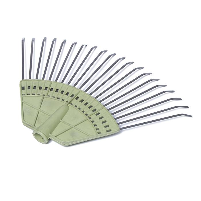 Грабли веерные, пластинчатые, 20 зубцов, металлические, пластиковая основа, тулейка 25 мм, без черенка