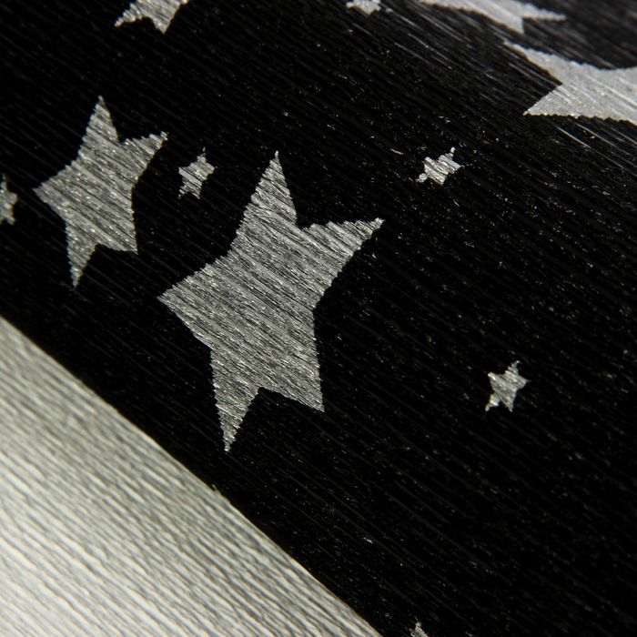 Бумага гофрированная с рисунком, 809/2 "Серебряные звезды" , 0,5 х 2,5 м