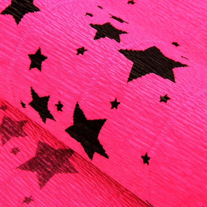 Бумага гофрированная с рисунком, 551/2 "Чёрные звезды", 0,5 х 2,5 м