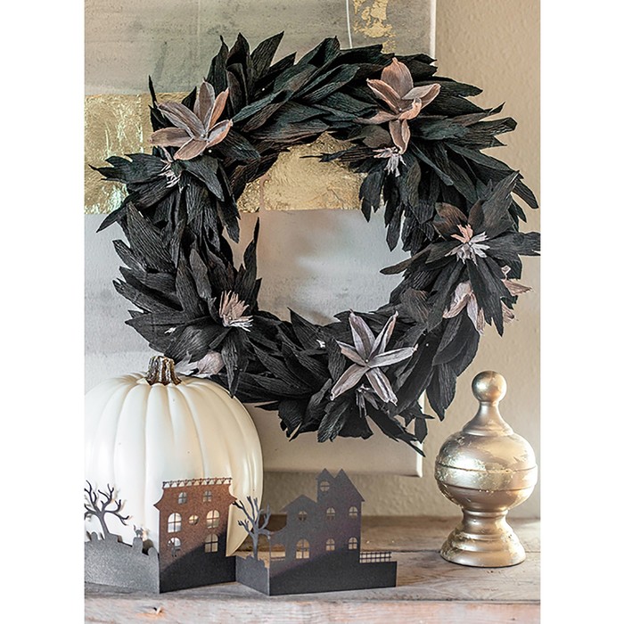 Бумага гофрированная, 809 "Чёрный, металл", 0,5 х 2,5 м