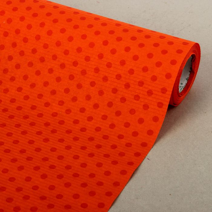 Бумага упаковочная крафт "Горошки", оранжевый, 0.5 х 10 м