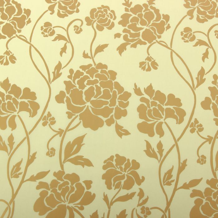 Плёнка для цветов и подарков "Пионы", кремово-золотая, 0,5 х 9 м, 30 мкм