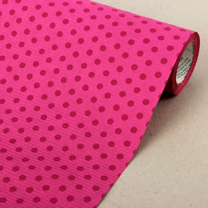 Бумага упаковочная крафт "Горошки", малиновый, 0.5 х 10 м