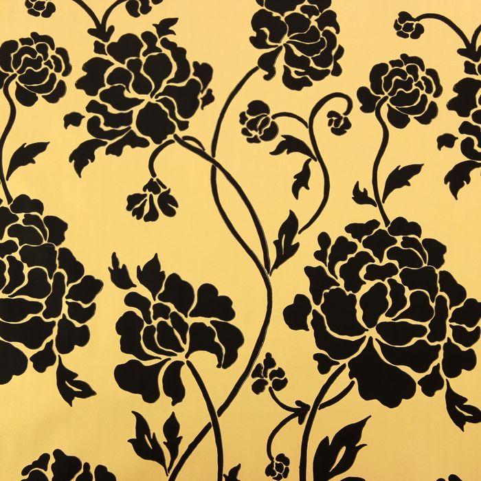 Плёнка для цветов и подарков "Пионы", цвет чёрно-золотой, 0,5 х 9 м, 30 мкм МИКС