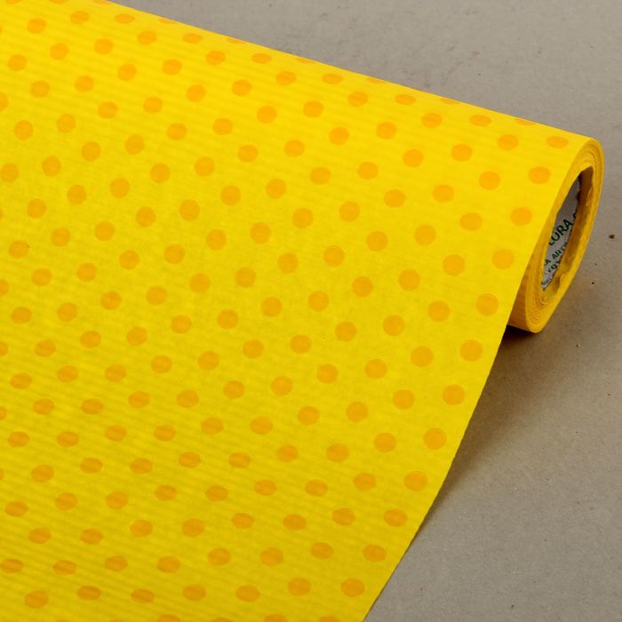 Бумага упаковочная крафт "Горошки", лимонный, 0.5 х 10 м
