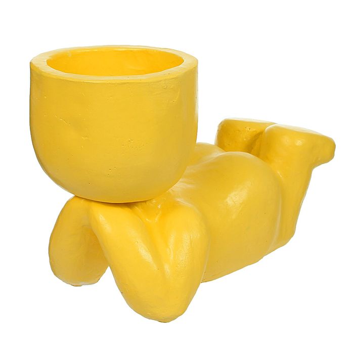 Фигурное кашпо "Лежащий человечек" жёлтое