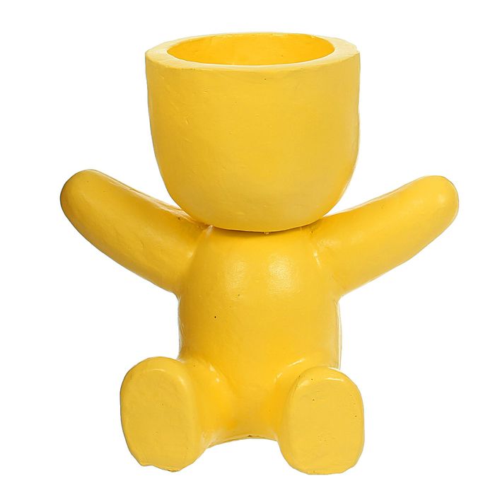 Фигурное кашпо "Сидящий человечек" жёлтое