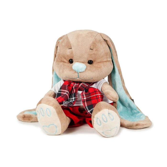 Мягкая игрушка "Зайчик Жак" в красных штанишках с шарфом, 25 см