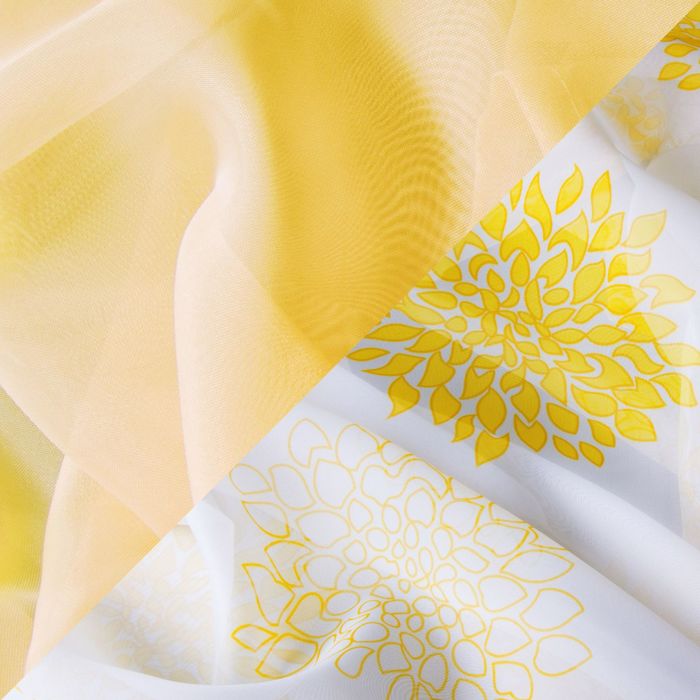 Кухонная штора "Юна", 285х160 см +/- 5 см, цвет золотой, принт микс