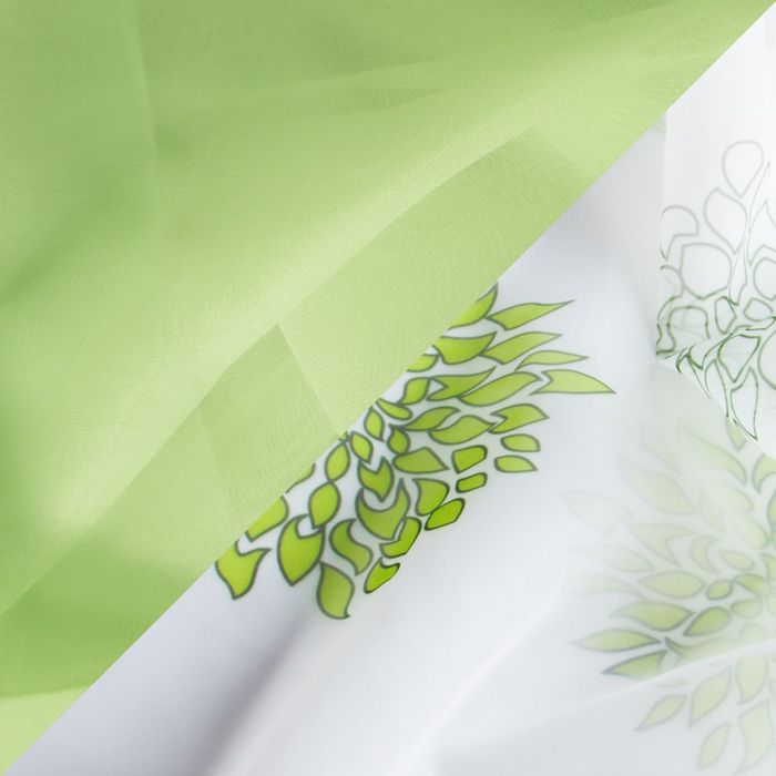 Кухонная штора Юна, 285х160см +/- 5 см, цв зелёный, вуаль печать микс, п/э