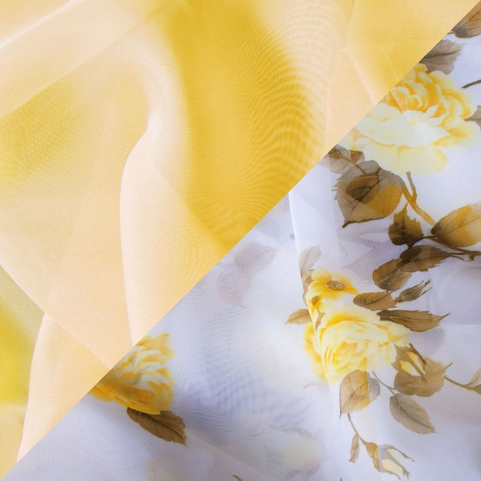 Кухонная штора "Кантри", ширина 285 см, высота 160 см+/- 5 см, цвет золотой, принт микс