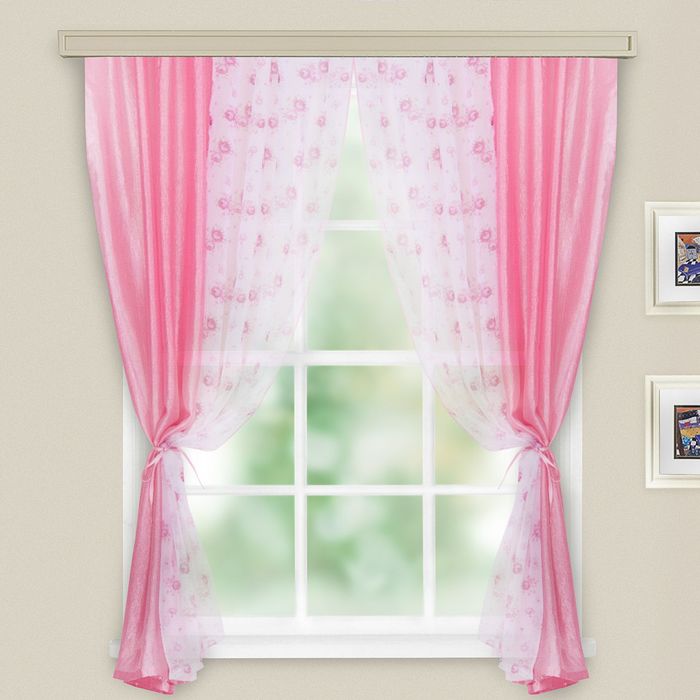 Комплект штор "Хлоя", ширина 150 см, высота 180 см+/- 2 см, цвет розовый, принт микс