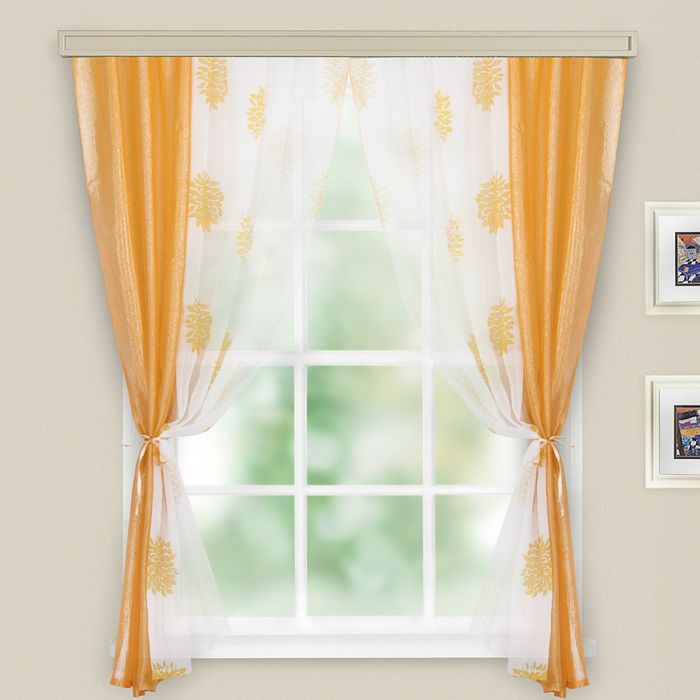Комплект штор "Хлоя", ширина 150 см, высота 180 см+/- 2 см, цвет золотой, принт микс