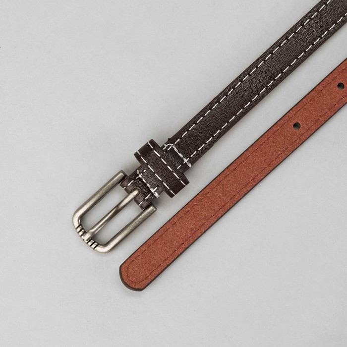 Ремень женский гладкий, пряжка под металл, ширина - 2см, коричневый