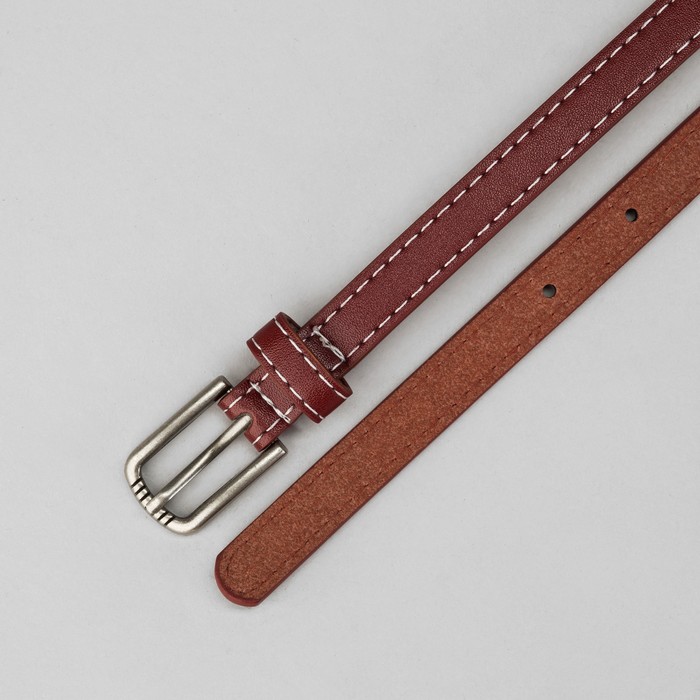 Ремень женский гладкий, пряжка под металл, ширина - 2см, красный