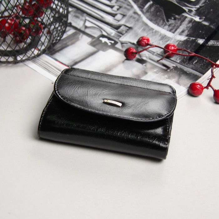 Кошелёк женский, 2 отдела для карт, отдел для монет, чёрный