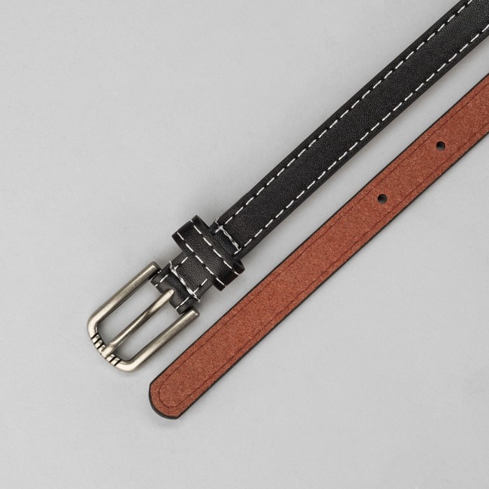 Ремень женский гладкий, пряжка под металл, ширина - 2см, чёрный