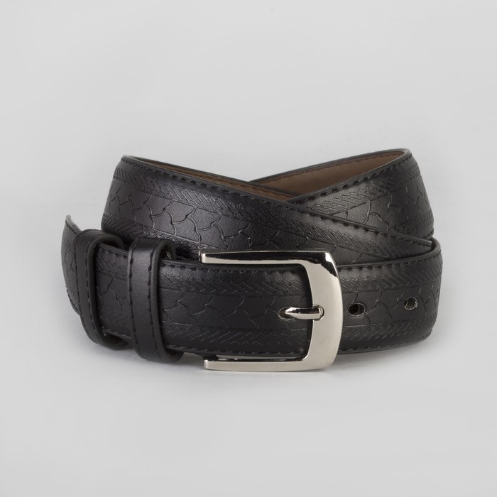 Ремень мужской, винт, пряжка под металл, ширина - 3,5см, чёрный