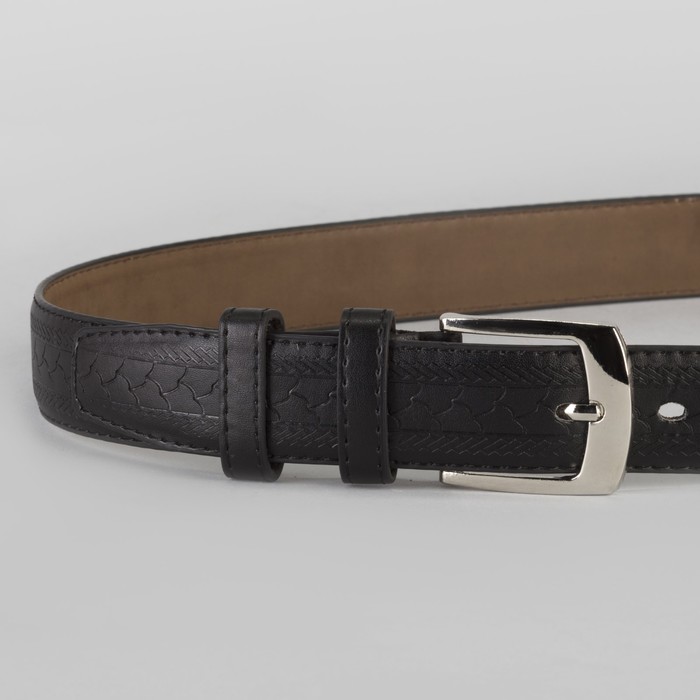 Ремень мужской, винт, пряжка под металл, ширина - 3,5см, чёрный