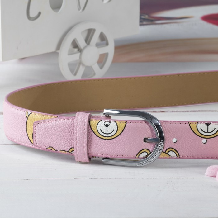 Ремень женский, винт, пряжка под металл, ширина - 3,5см, розовый