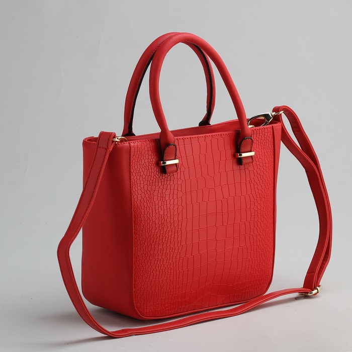 Сумка женская, 1 отдел с перегородкой, 1 наружный карман, длинный ремень, красная