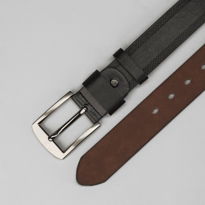 Ремень мужской, пряжка под металл, ширина - 4см, чёрный