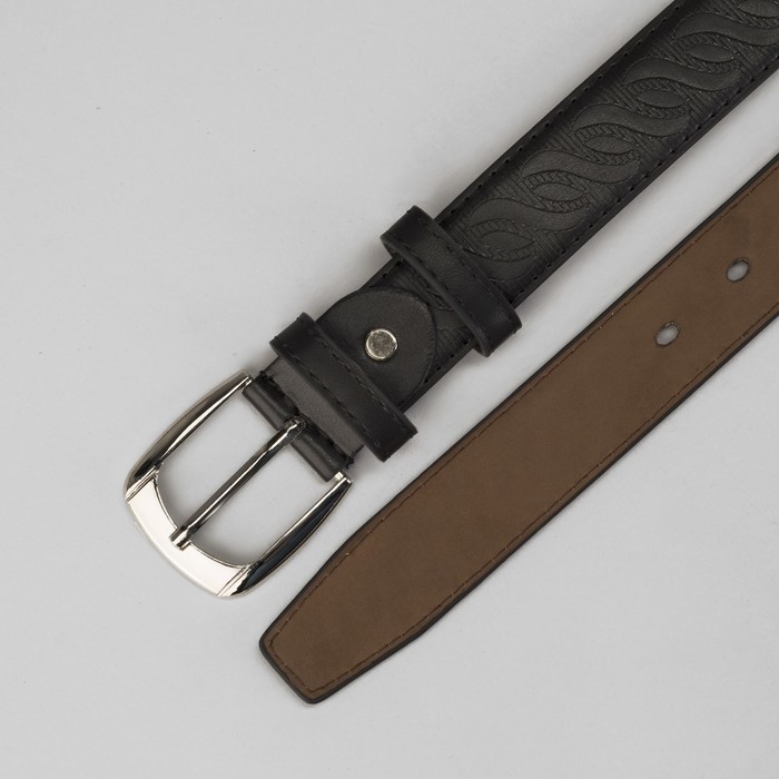 Ремень мужской, винт, пряжка под металл, ширина - 3,5см, чёрный