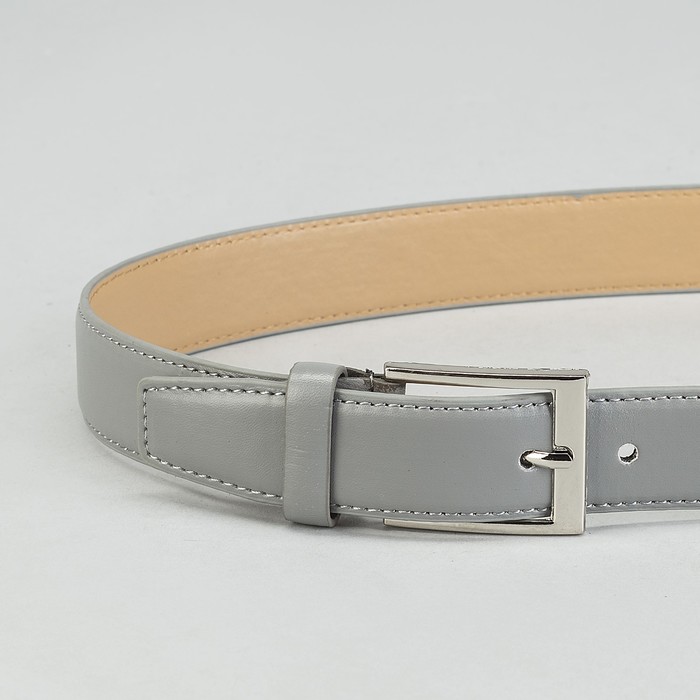 Ремень мужской гладкий, винт, пряжка под металл, ширина - 3,5см, серый
