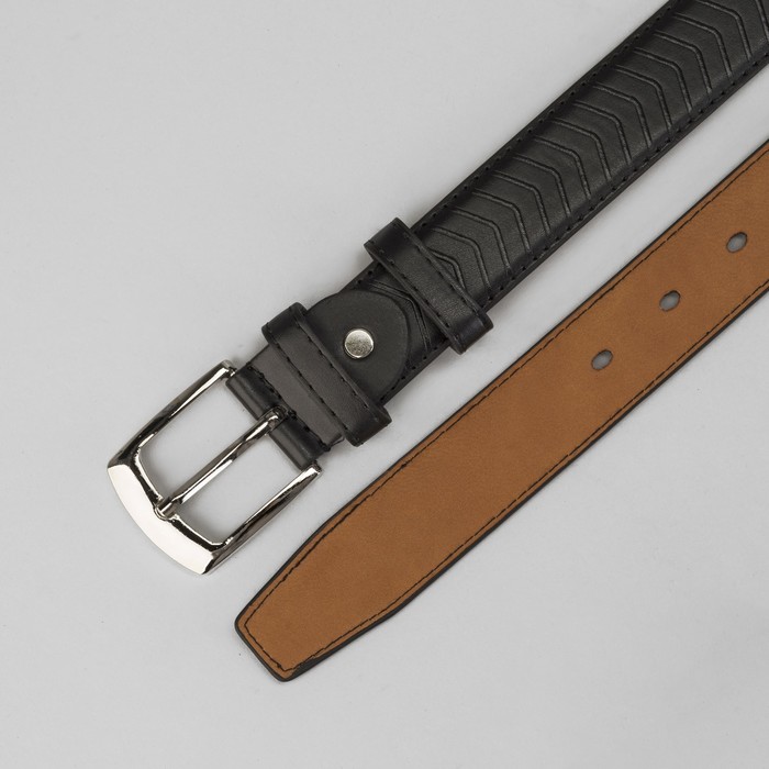 Ремень мужской, винт, пряжка под металл, ширина - 3,5см, чёрный