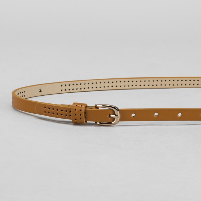 Ремень женский, пряжка под золото, ширина - 1,5см, коричневый