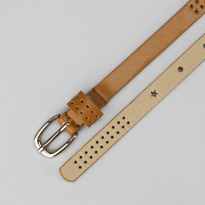 Ремень женский, пряжка под золото, ширина - 1,5см, коричневый